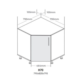 Кухонна секція Н70-795 нижня 795 кут 45