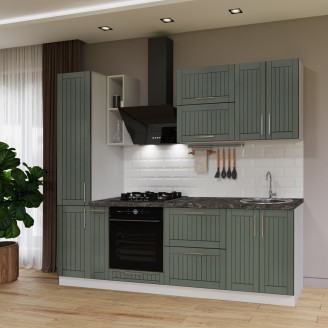 Кухня готова МДФ Прованс 2,4 м фарба вбудована плита, окрема витяжка, з ручками Senam