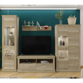 Гостиная Витрина REG1W L/P  +  REG1W1D Полка Тумба ТВ Хелен Gerbor Холдинг