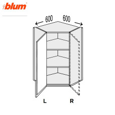 Кухонная секция Миллениум верхняя Угол В 45° 600х600/900 1дв Pro Blum Правая ML-596W/9003R MiroMark
