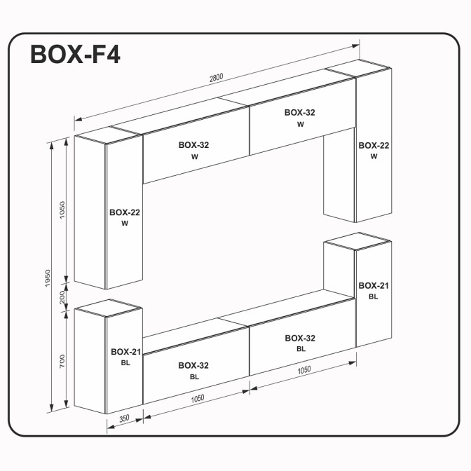 Гостиная BOX F4 / MiroMark BX-F4-WB/BL