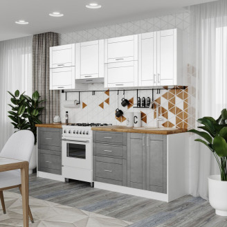 Кухня готовая МДФ Руан 2,4 м пленка отдельная плита, встроенная вытяжка, с ручками Senam Кухня готовая МДФ Руан 2,4 м пленка отдельная плита, встроенная вытяжка, с ручками Senam