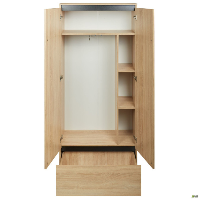 Шкаф гардеробный Welcome (810х400х1960Н) Черный графит, Дуб Сонома AMF