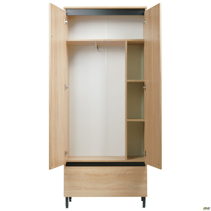 Шкаф гардеробный Welcome (810х400х1960Н) Черный графит, Дуб Сонома AMF