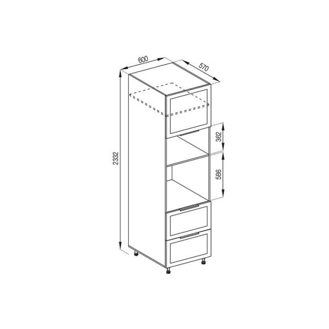 Кухонная секция пенал П 60 ДШ п/мікрохв. (h-920) LUX Анна Мир мебели