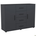 Комод City-423 четыре ящика две двери (1340х420х1000Н) Антрацит AMF
