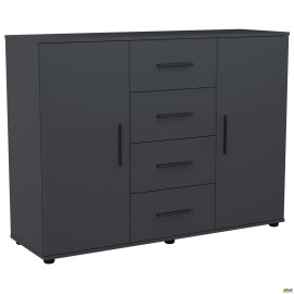 Комод City-423 четыре ящика две двери (1340х420х1000Н) Антрацит AMF