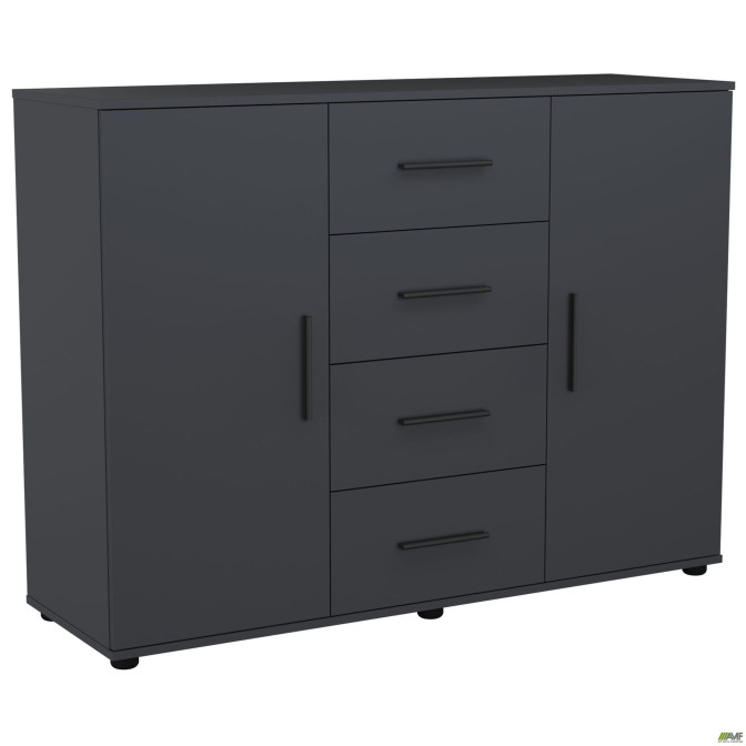 Комод City-423 четыре ящика две двери (1340х420х1000Н) Антрацит AMF