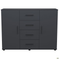 Комод City-423 четыре ящика две двери (1340х420х1000Н) Антрацит AMF