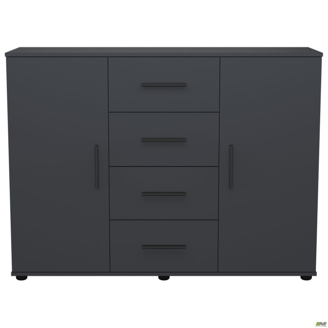 Комод City-423 четыре ящика две двери (1340х420х1000Н) Антрацит AMF