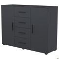 Комод City-423 четыре ящика две двери (1340х420х1000Н) Антрацит AMF