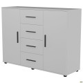 Комод City-423 четыре ящика две двери (1340х420х1000Н) Белый AMF