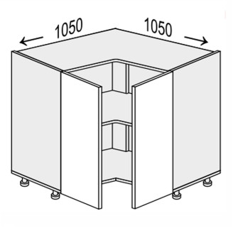 Кухонная секция нижняя Миллениум Угол Н 90° 1050х1050/820 2дв ML-094W/9003 MiroMark