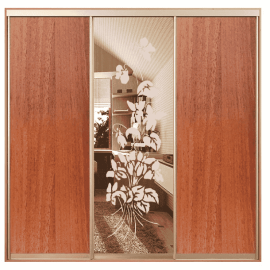 Шкаф-купе Стандарт Трехдверный ДСП  +  Пескоструй  +  ДСП Zevs