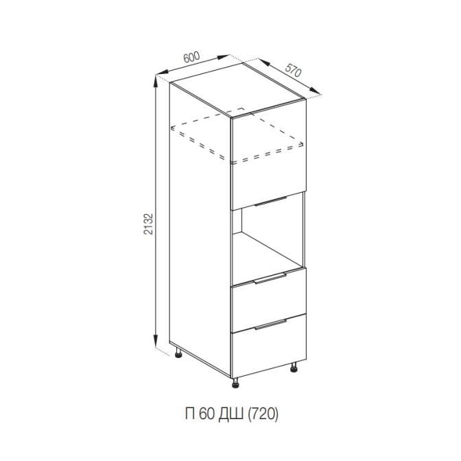 Кухонная секция пенал П 60 ДШ LUX Милана Мир мебели 