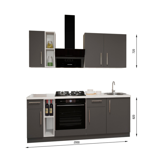 Кухня готова ДСП 2 Класик 2,0 м вбудована плита, окрема витяжка, з ручками Senam