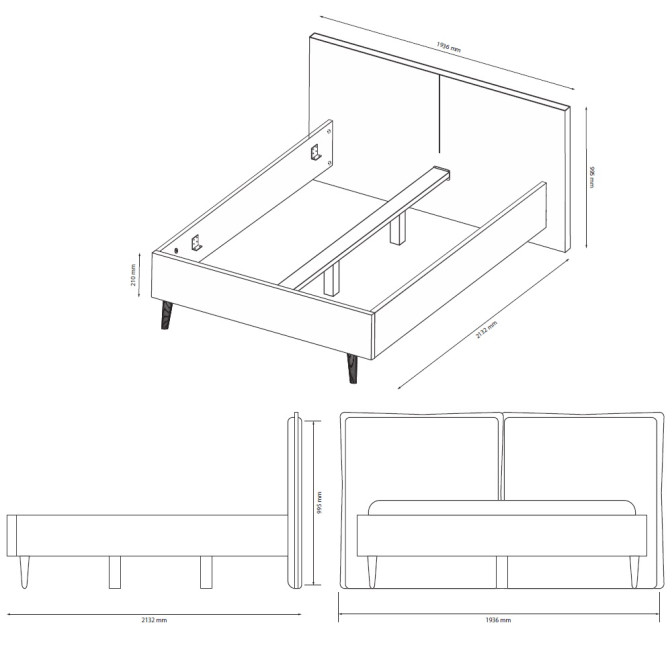 Ліжко М'яка оббивка1,6x2,0 Олівія / Olivia Світло – Сірий 11 MiroMark OV-36-WB