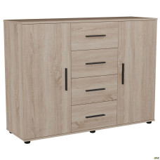 Комод City-423 четыре ящика две двери (1340х420х1000Н) Дуб Сонома AMF