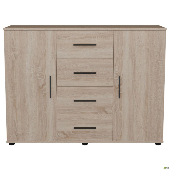 Комод City-423 четыре ящика две двери (1340х420х1000Н) Дуб Сонома AMF