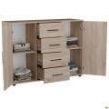 Комод City-423 четыре ящика две двери (1340х420х1000Н) Дуб Сонома AMF