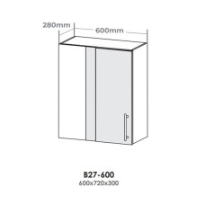Кухонна секція В27-600 верхня 600 кут 90 фасади (300*720, 80*720)  