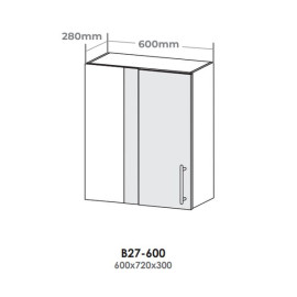Кухонная секция В27-600 верхняя 600 угол 90 фасады (300*720, 80*720) Оптима Эверест  