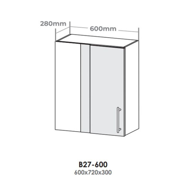 Кухонна секція В27-600 верхня 600 кут 90 фасади (300*720, 80*720)  