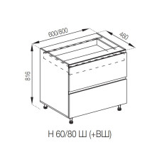 Кухонная секция нижняя Н 60 Ш ( + ВШ) LUX Влада Мир мебели 