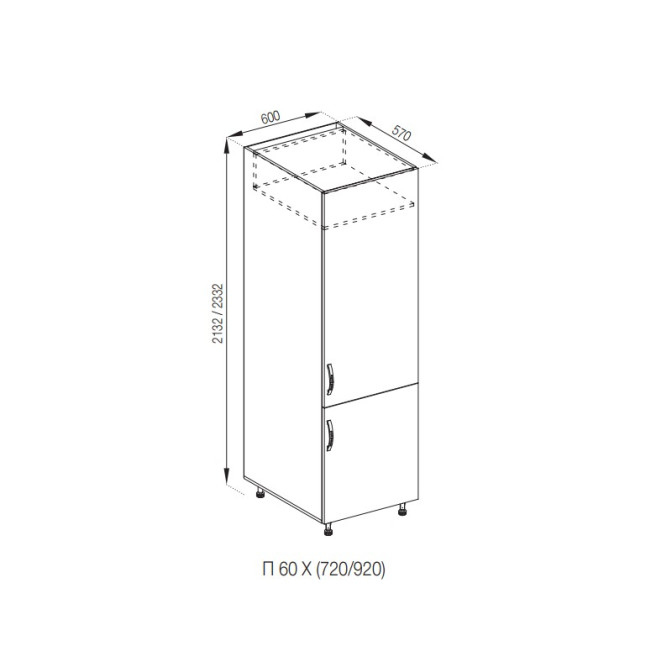 Кухонная секция пенал П 60 Х (h-920) Оля Мир мебели