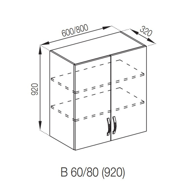 Кухонная секция верхняя В 80 (h-920) Оля Мир мебели