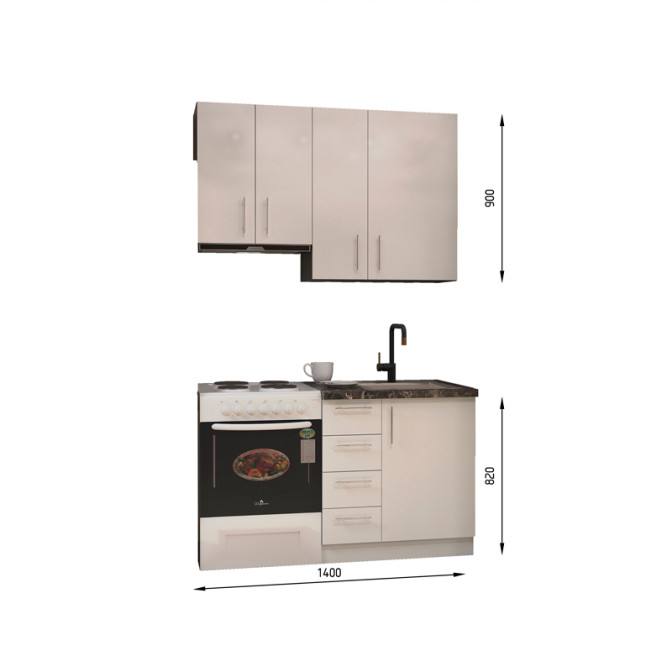 Кухня готова ДСП 3 Класик 1,4 м висота Н 900 плита окремо, з ручками Senam
