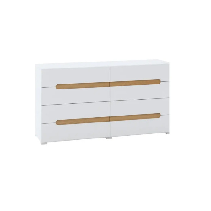 Комод 4Ящ-4Ящ Глянець Білий / Дуб Аппалачі Б'янко Світ Меблів 