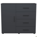 Комод City-421L четыре ящика одна дверь (1120х420х1000Н) Антрацит AMF