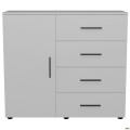 Комод City-421L четыре ящика одна дверь (1120х420х1000Н) Белый AMF