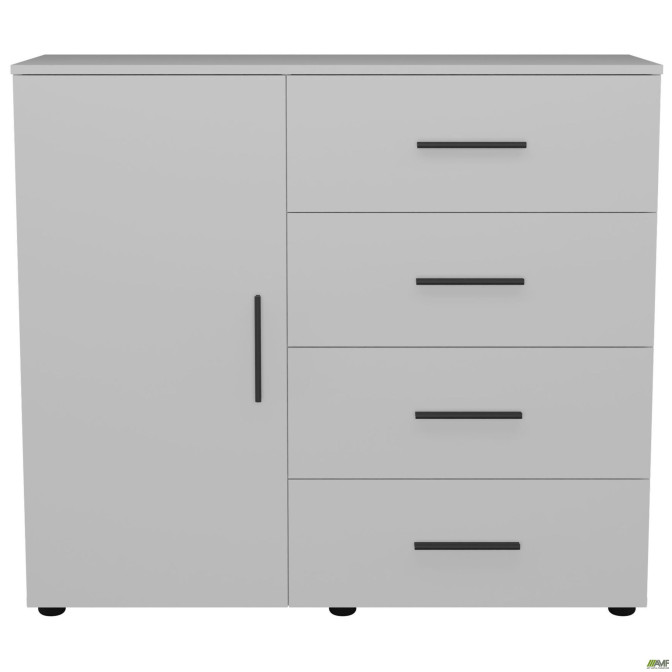 Комод City-421L четыре ящика одна дверь (1120х420х1000Н) Белый AMF