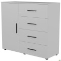 Комод City-421L четыре ящика одна дверь (1120х420х1000Н) Белый AMF