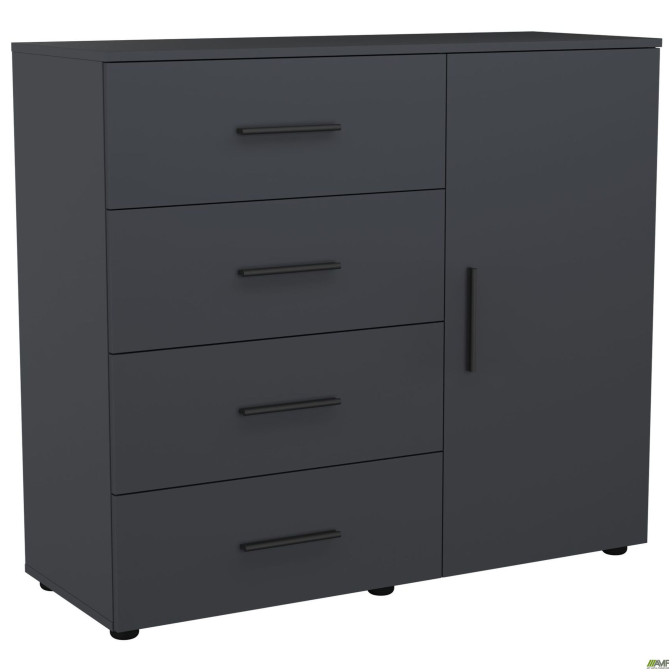 Комод City-421R четыре ящика одна дверь (1120х420х1000Н) Антрацит AMF