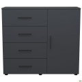 Комод City-421R четыре ящика одна дверь (1120х420х1000Н) Антрацит AMF