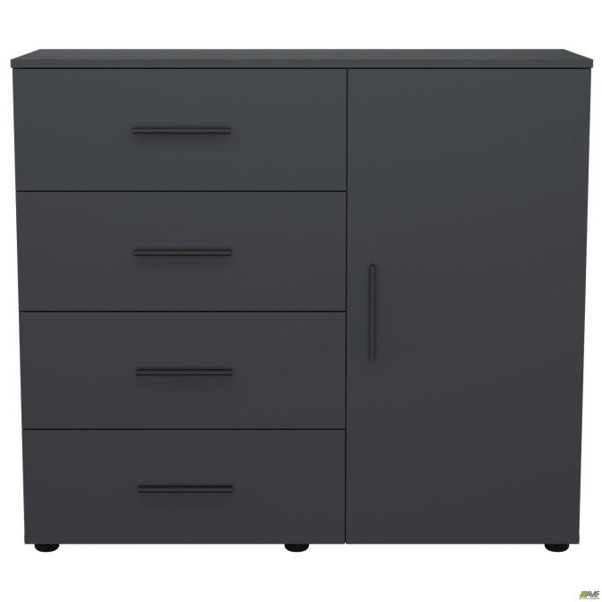Комод City-421R четыре ящика одна дверь (1120х420х1000Н) Антрацит AMF