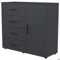 Комод City-421R четыре ящика одна дверь (1120х420х1000Н) Антрацит AMF