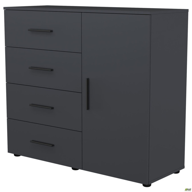 Комод City-421R четыре ящика одна дверь (1120х420х1000Н) Антрацит AMF