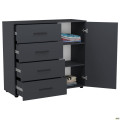 Комод City-421R четыре ящика одна дверь (1120х420х1000Н) Антрацит AMF