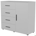 Комод City-421R четыре ящика одна дверь (1120х420х1000Н) Белый AMF