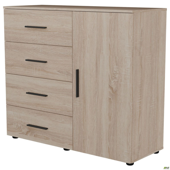 Комод City-421R четыре ящика одна дверь (1120х420х1000Н) Дуб Сонома AMF