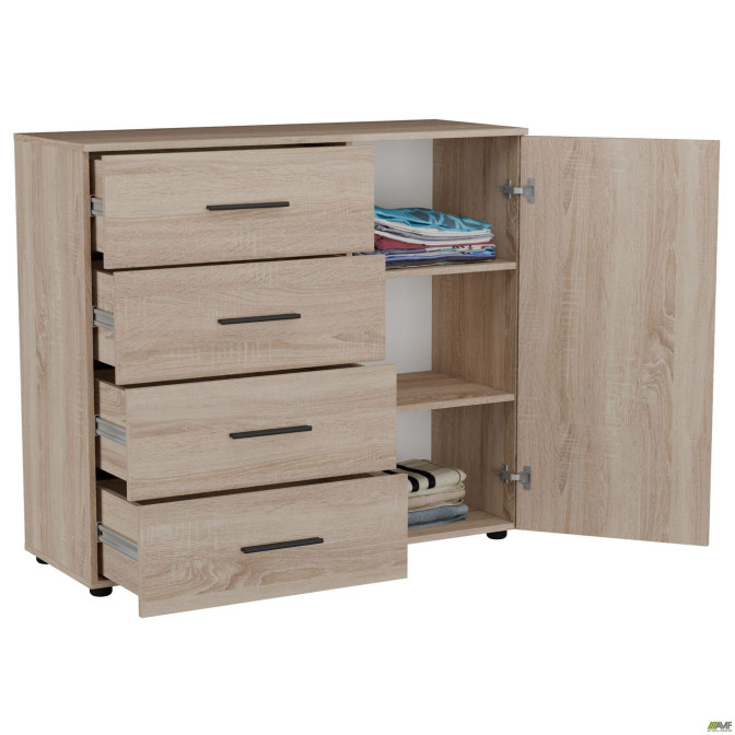Комод City-421R четыре ящика одна дверь (1120х420х1000Н) Дуб Сонома AMF