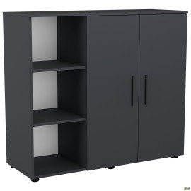 Комод City-422L две двери открытая секция (1120х420х1000Н) Антрацит AMF