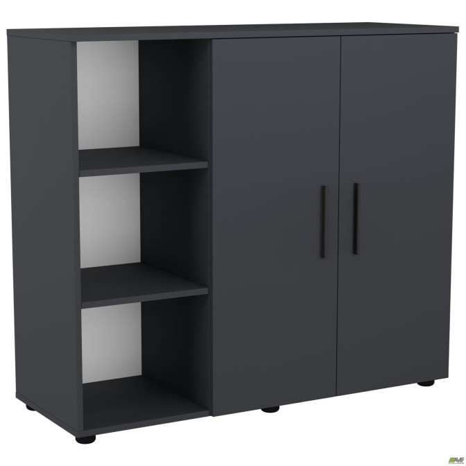 Комод City-422L две двери открытая секция (1120х420х1000Н) Антрацит AMF