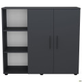 Комод City-422L две двери открытая секция (1120х420х1000Н) Антрацит AMF