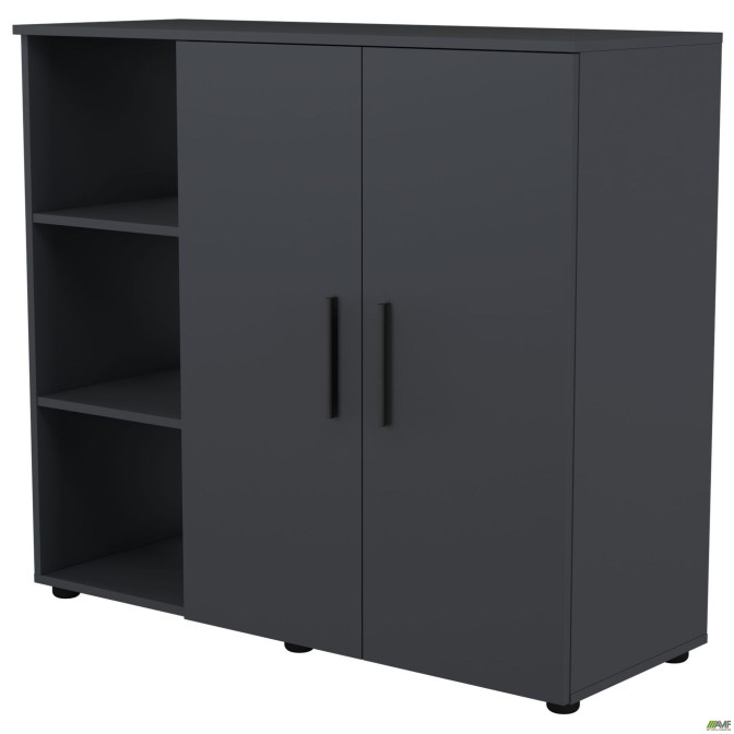 Комод City-422L две двери открытая секция (1120х420х1000Н) Антрацит AMF