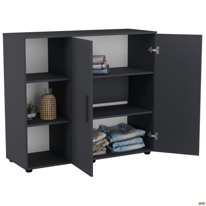 Комод City-422L две двери открытая секция (1120х420х1000Н) Антрацит AMF